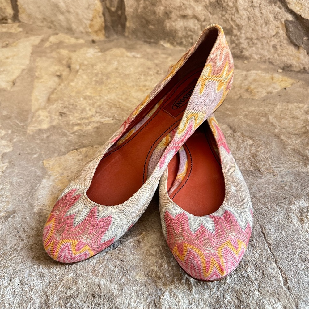MISSONI Made in Italy Chevron Y2K Designer ballet flats size 38 size 7.5